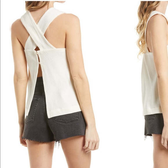 NWT Madewell Ottoman Jacquard Cross back Tank in Ivory - Picture 2 of 13